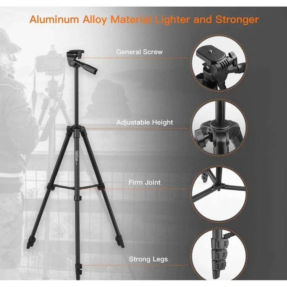 Camera Tripod with Travel Bag, Cell Phone Tripod with Wireless Remote and‎ Phone